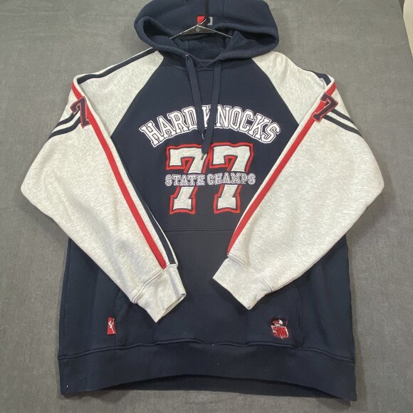 Hard Knocks 77 State Champs Embroidered Navy & Gray Sweater Hoodie Mens Size XL - Picture 1 of 10